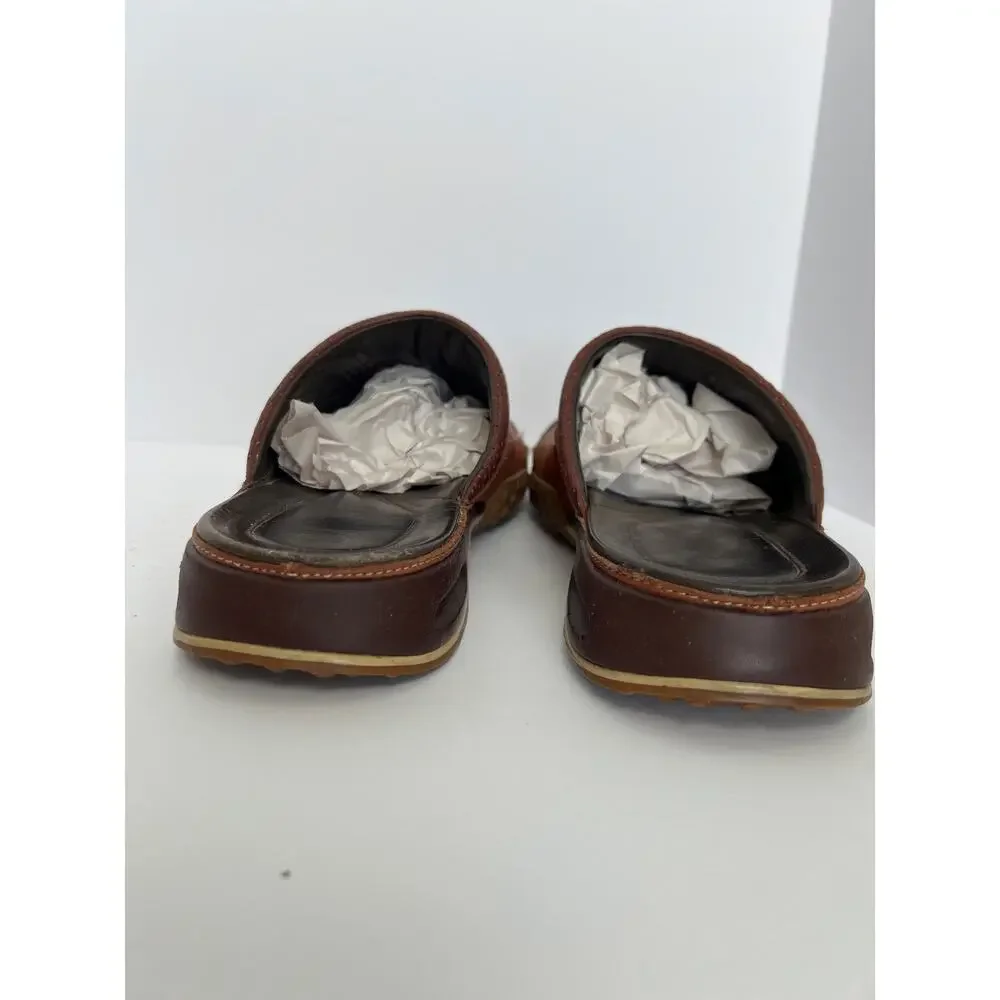 Cole Haan Nike Air Brown Two Tone Leather Open Toe Slide Sandals Men Size 10M